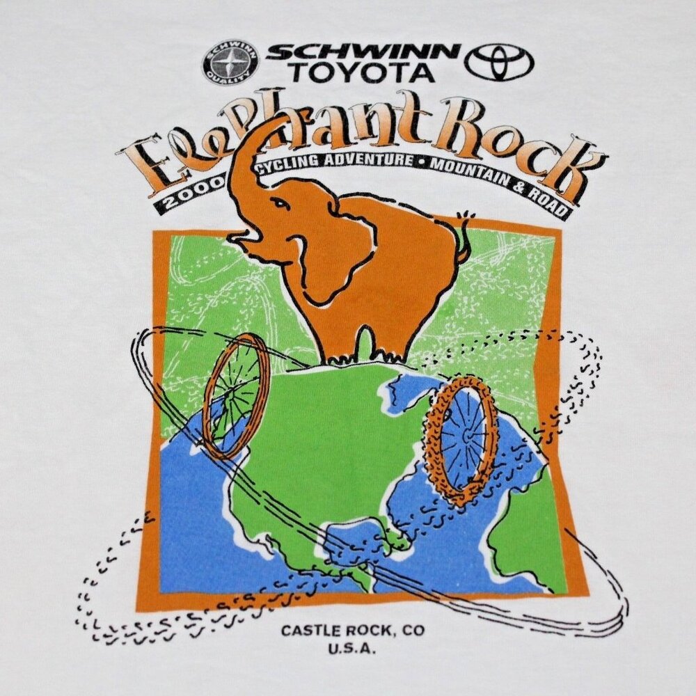 Vintage Schwinn Toyota Medium Elephant Rock 2000 Cycling Adventure Anvil TShirt - Picture 4 of 9